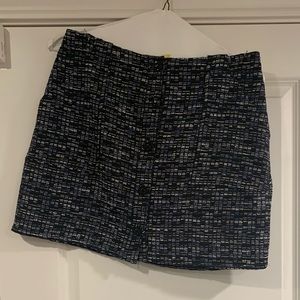 Blue and Black Front Button Skirt